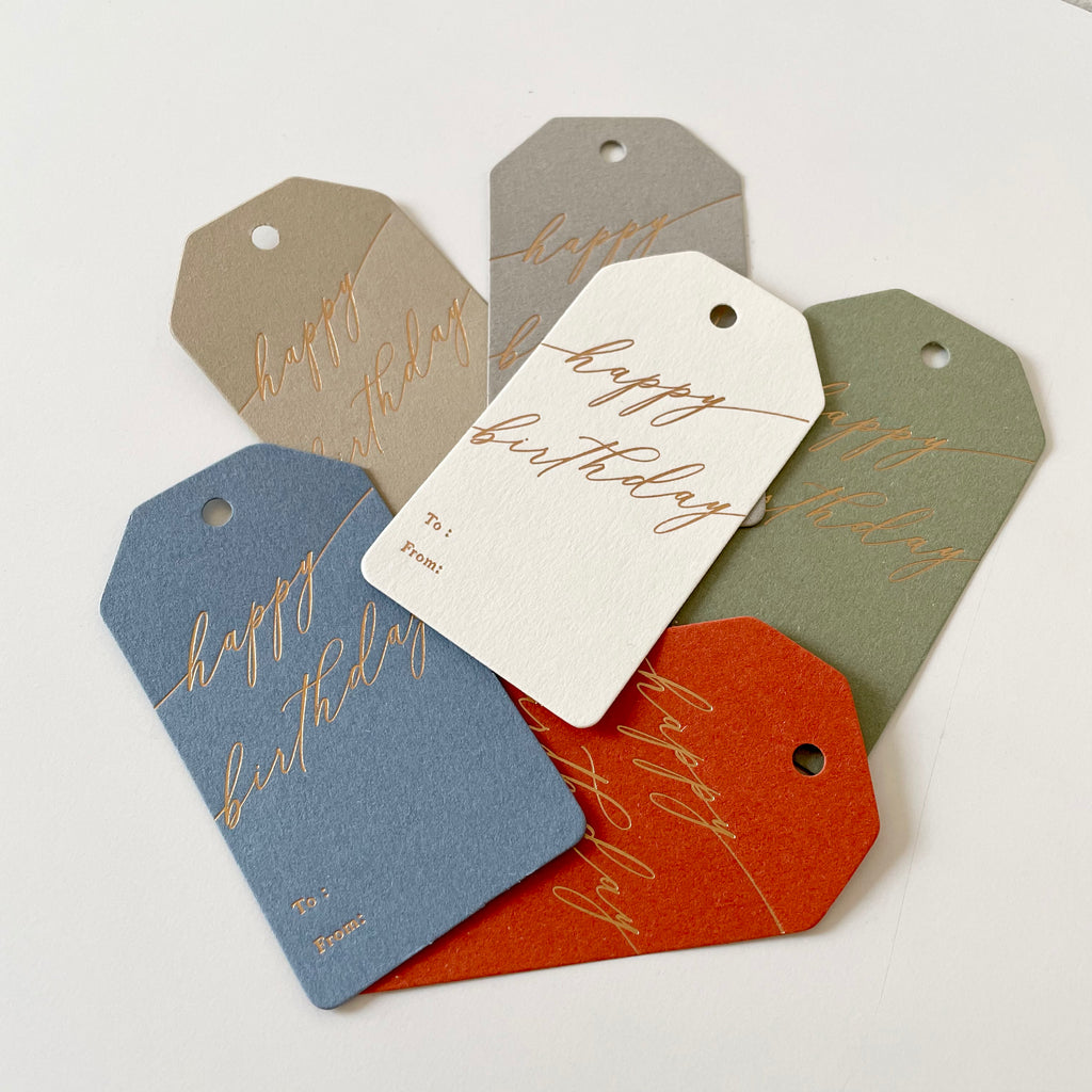 Hang Tag - Happy Birthday Calligraphy (10 pcs)